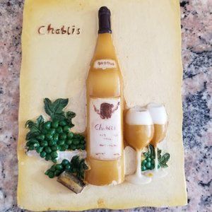 Vintage Resin 3-D Wine Chablis Wall Plaque